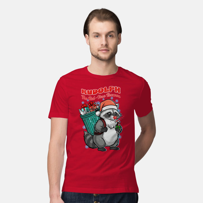 Rudolph The Red Nose Raccoon-Mens-Premium-Tee-palmstreet