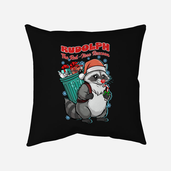 Rudolph The Red Nose Raccoon-None-Removable Cover w Insert-Throw Pillow-palmstreet