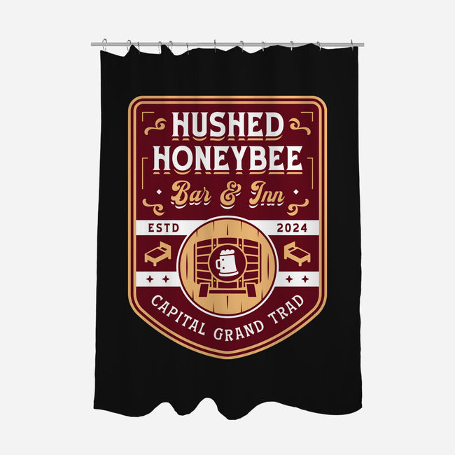 Hushed Honeybee Inn Emblem-None-Polyester-Shower Curtain-LAGELANTEE