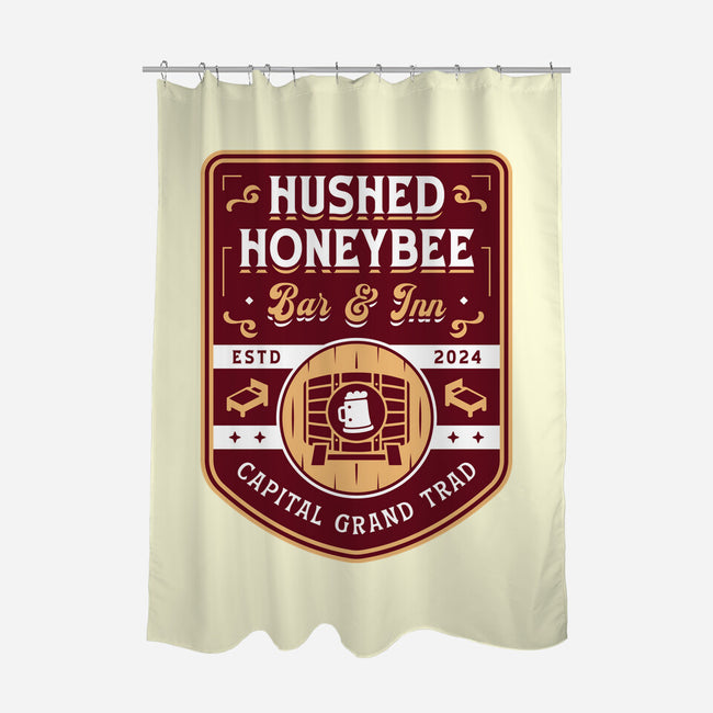 Hushed Honeybee Inn Emblem-None-Polyester-Shower Curtain-LAGELANTEE