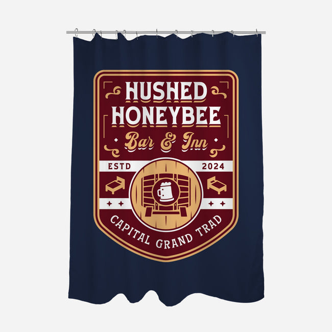 Hushed Honeybee Inn Emblem-None-Polyester-Shower Curtain-LAGELANTEE