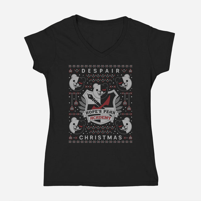 Hopes Peak Academy Christmas-Womens-V-Neck-Tee-LAGELANTEE