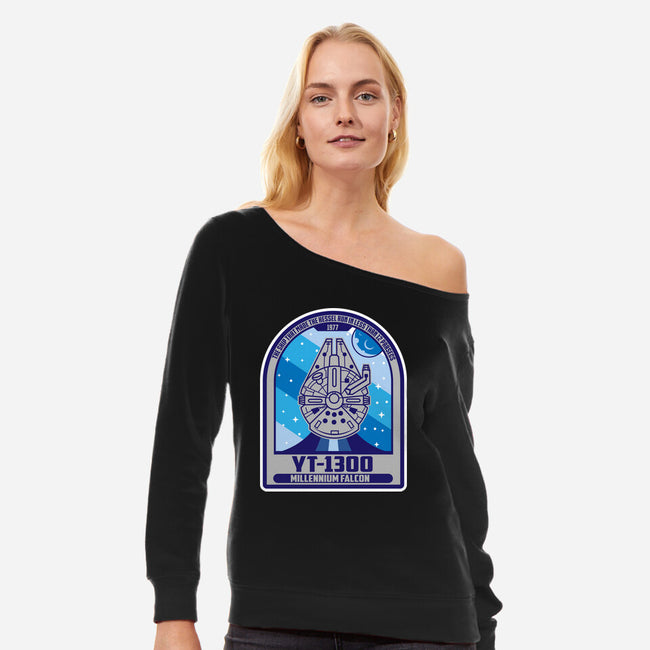 YT-1300 Millennium Falcon-Womens-Off Shoulder-Sweatshirt-SuperEdu