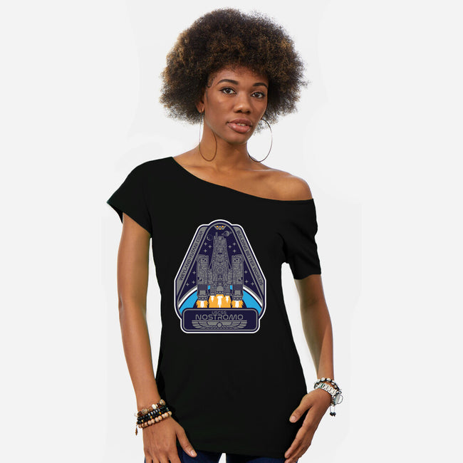 USCSS Nostromo-Womens-Off Shoulder-Tee-SuperEdu