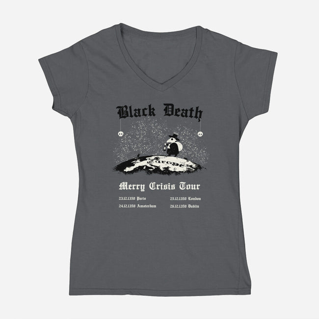 Black Death Merry Crisis Tour-Womens-V-Neck-Tee-Mattania