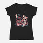 Cat Of Mystery-Womens-V-Neck-Tee-glitchygorilla