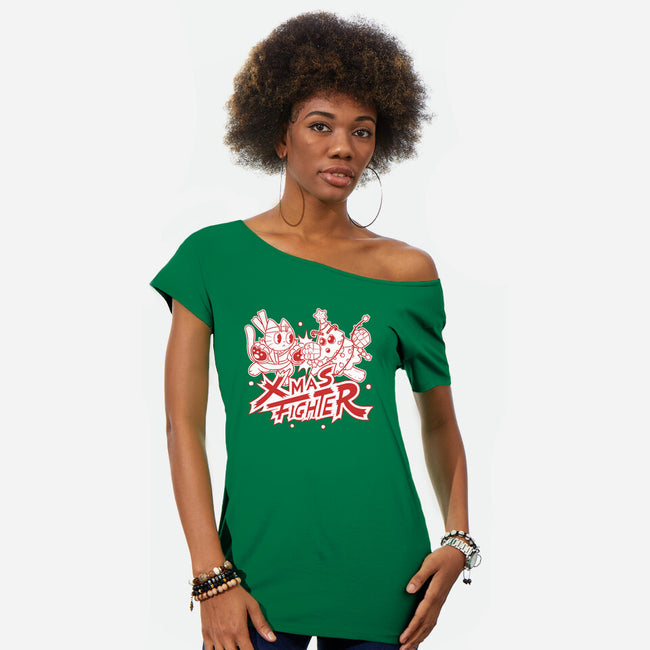 Xmas Fighter-Womens-Off Shoulder-Tee-naomori