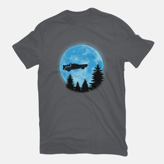 DeLorean And Moon-Womens-Fitted-Tee-Astrobot Invention