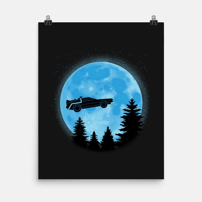 DeLorean And Moon-None-Matte-Poster-Astrobot Invention