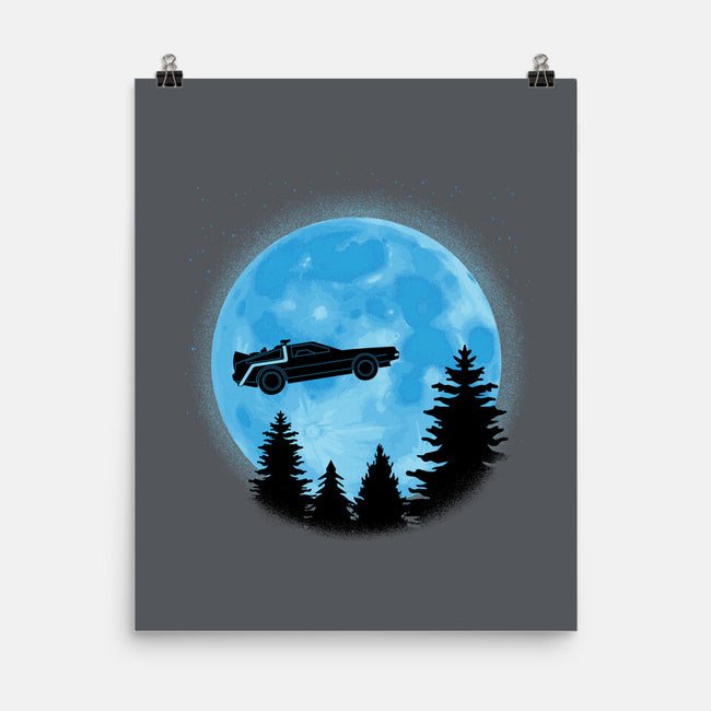 DeLorean And Moon-None-Matte-Poster-Astrobot Invention