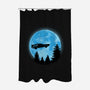 DeLorean And Moon-None-Polyester-Shower Curtain-Astrobot Invention