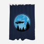 DeLorean And Moon-None-Polyester-Shower Curtain-Astrobot Invention