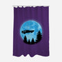 DeLorean And Moon-None-Polyester-Shower Curtain-Astrobot Invention