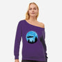 DeLorean And Moon-Womens-Off Shoulder-Sweatshirt-Astrobot Invention