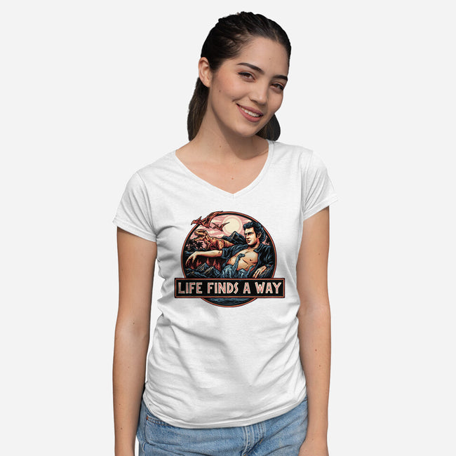 It Will Find A Way-Womens-V-Neck-Tee-glitchygorilla