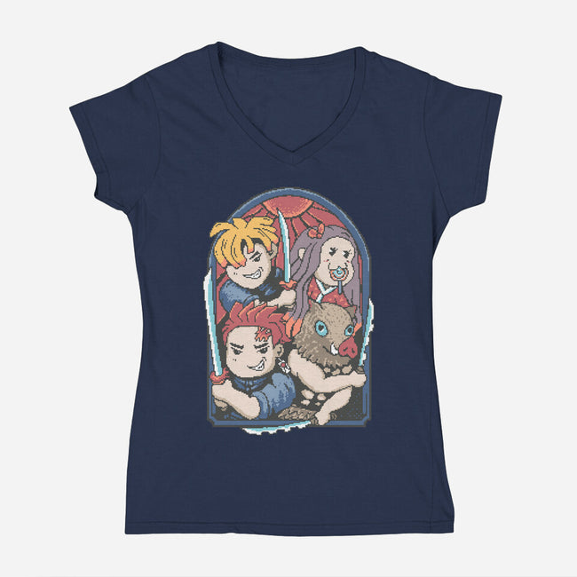 Demon Players-Womens-V-Neck-Tee-marsdkart