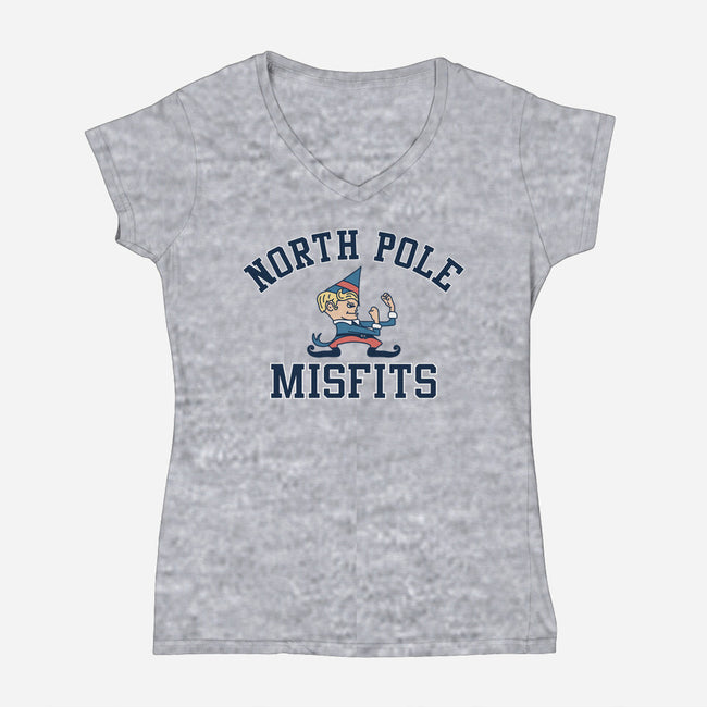 North Pole Misfits-Womens-V-Neck-Tee-zachterrelldraws