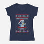 Waiting For Verandah Santa-Womens-V-Neck-Tee-zachterrelldraws