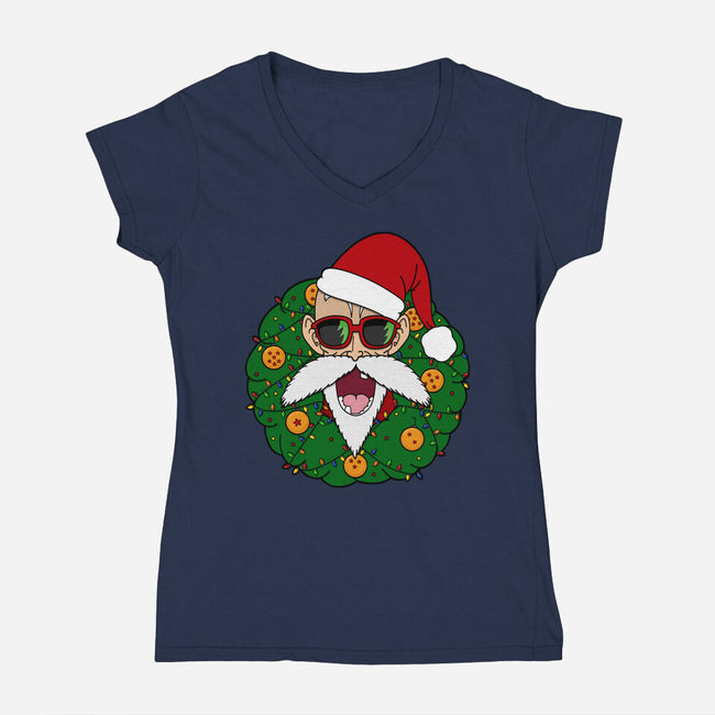 Master Santa-Womens-V-Neck-Tee-Alexhefe