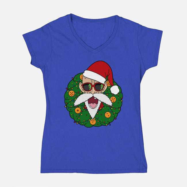 Master Santa-Womens-V-Neck-Tee-Alexhefe