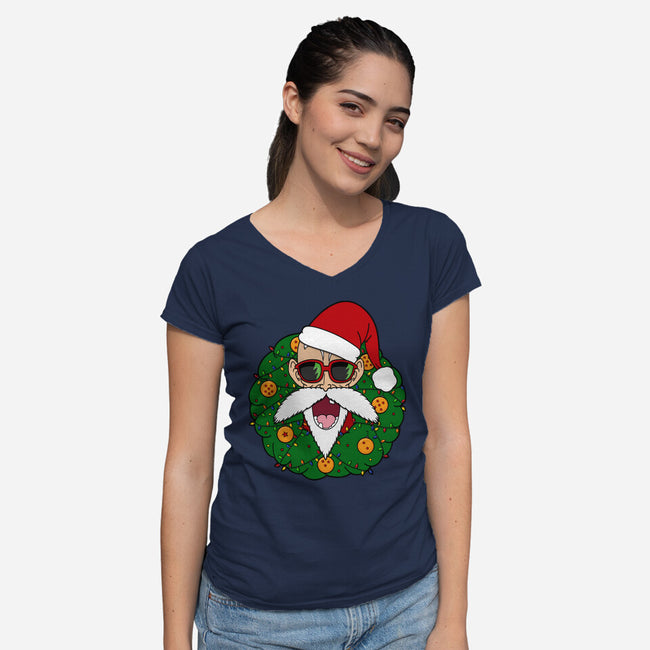 Master Santa-Womens-V-Neck-Tee-Alexhefe