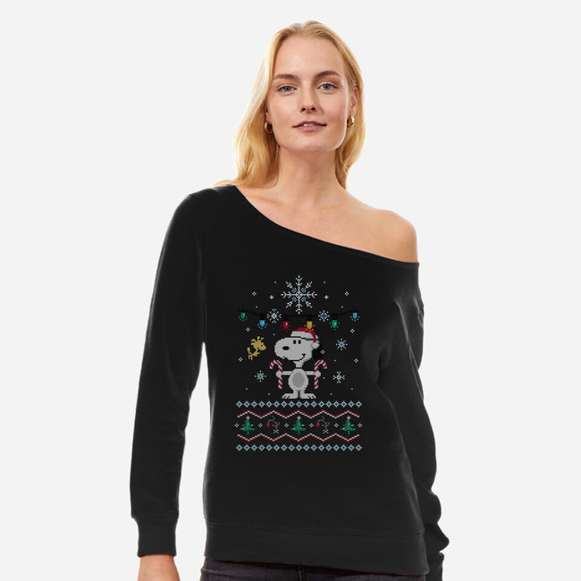 Snowy Christmas Friends-Womens-Off Shoulder-Sweatshirt-katiestack.art