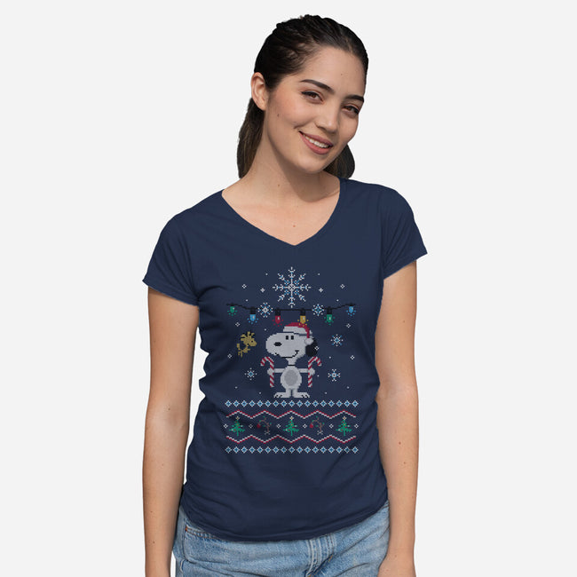 Snowy Christmas Friends-Womens-V-Neck-Tee-katiestack.art