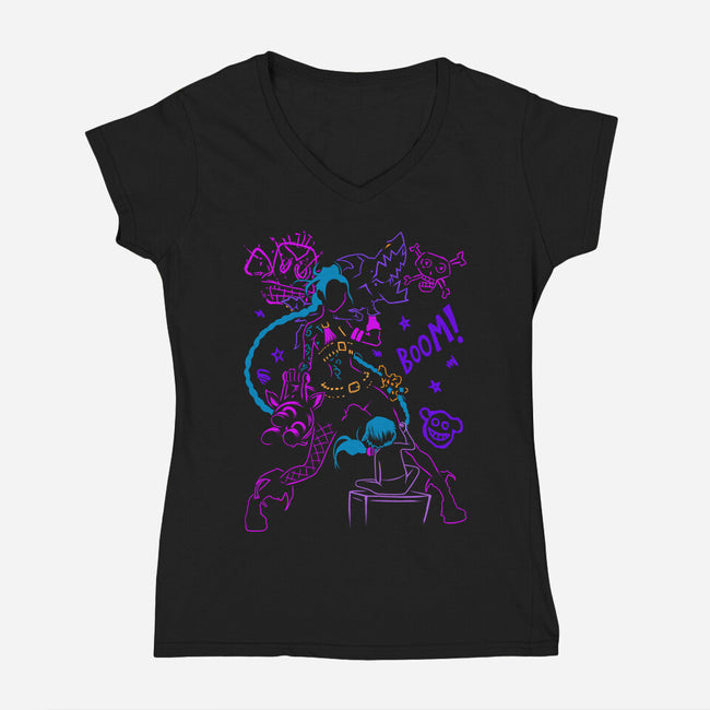 Explosive Mayhem-Womens-V-Neck-Tee-sachpica