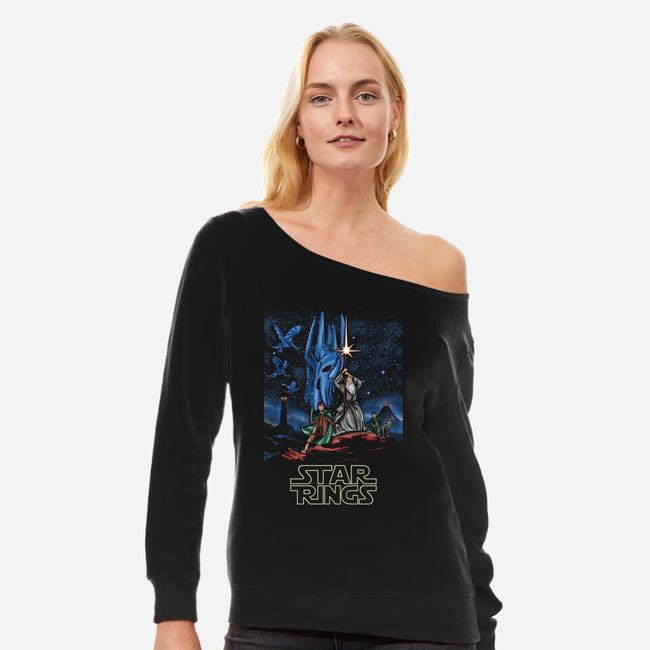 Star Rings-Womens-Off Shoulder-Sweatshirt-NMdesign