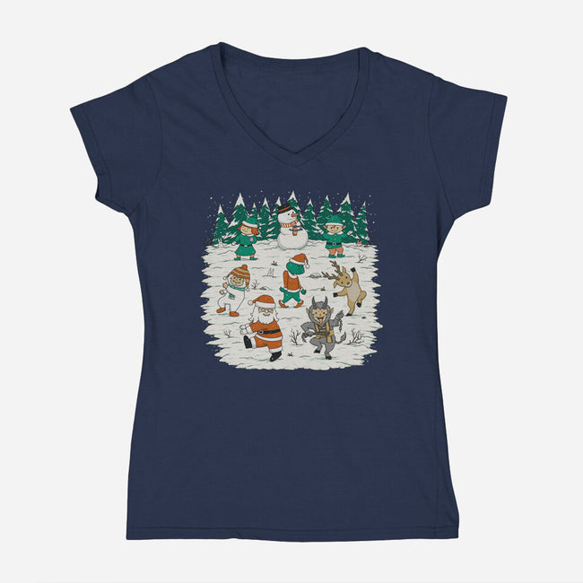 Christmas Dance-Womens-V-Neck-Tee-pigboom