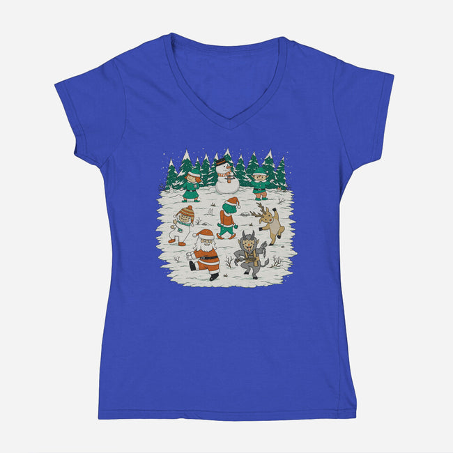 Christmas Dance-Womens-V-Neck-Tee-pigboom