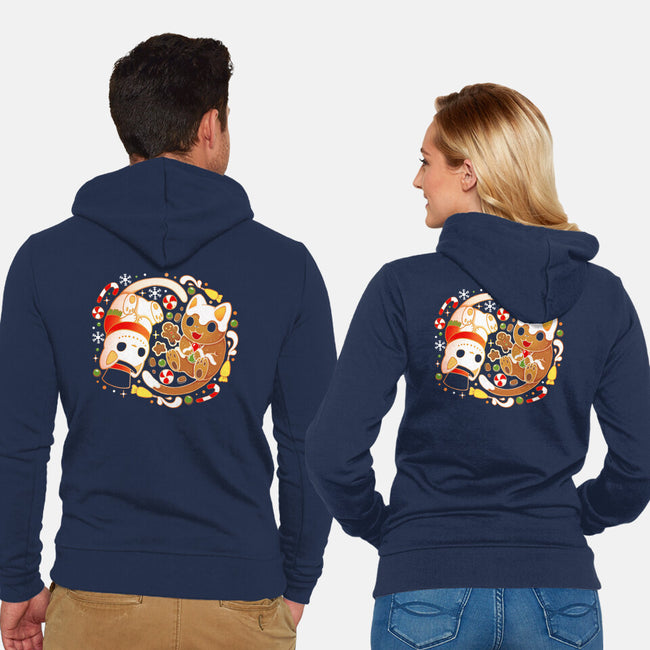 Ginger Snow Cats-Unisex-Zip-Up-Sweatshirt-Vallina84