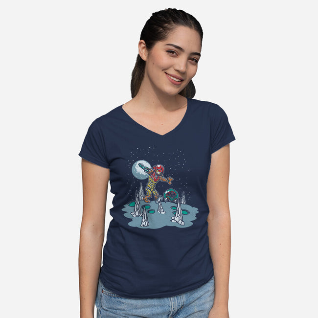 Samus And Metroid-Womens-V-Neck-Tee-Arinesart