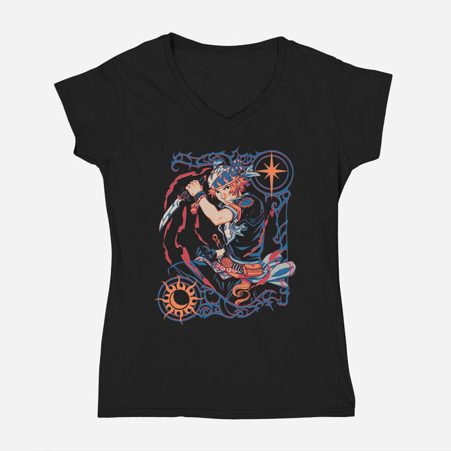 Classic Heroes-Womens-V-Neck-Tee-1Wing