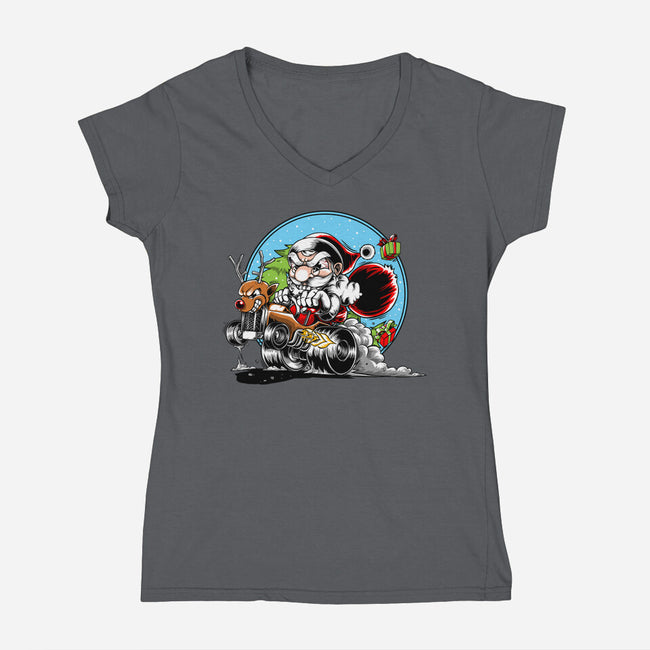 Let's Go Santa-Womens-V-Neck-Tee-joerawks