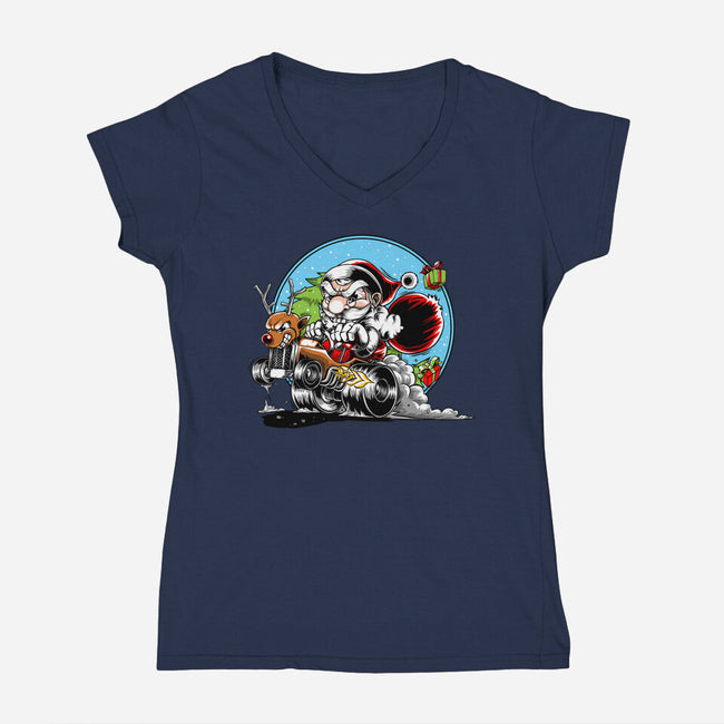 Let's Go Santa-Womens-V-Neck-Tee-joerawks