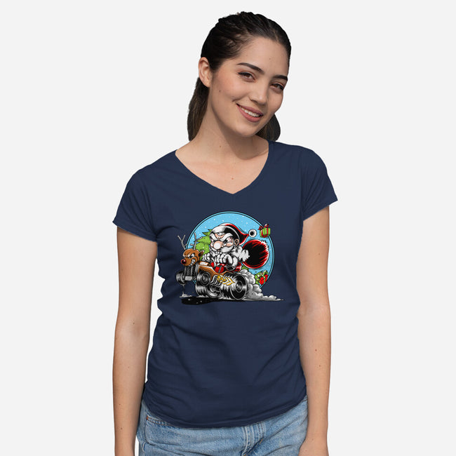 Let's Go Santa-Womens-V-Neck-Tee-joerawks