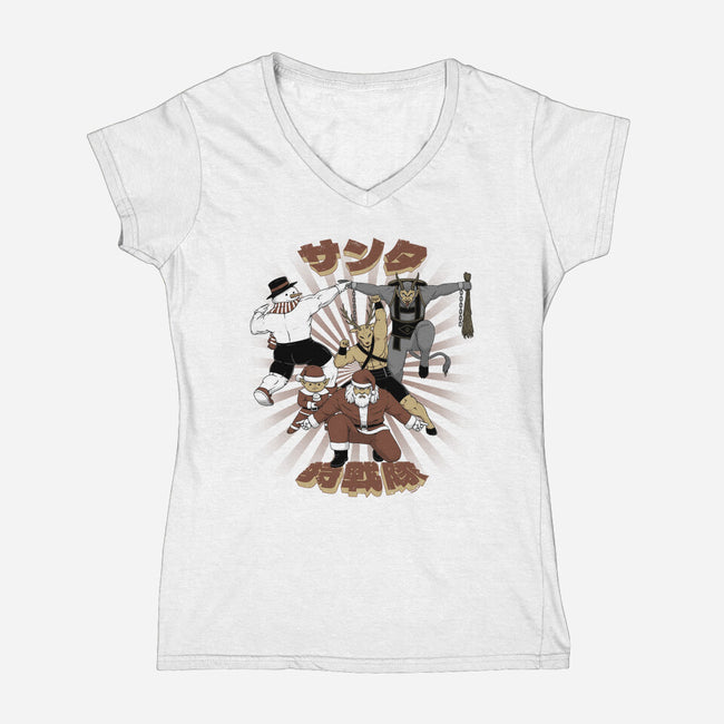 Santa Force-Womens-V-Neck-Tee-pigboom