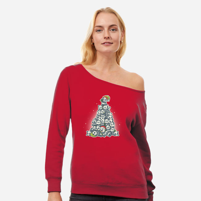 Panda Christmas-Womens-Off Shoulder-Sweatshirt-Freecheese