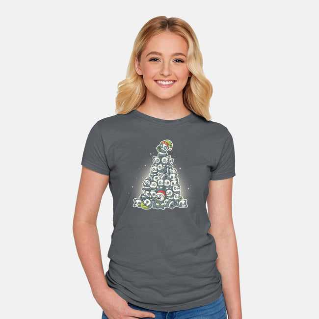 Panda Christmas-Womens-Fitted-Tee-Freecheese