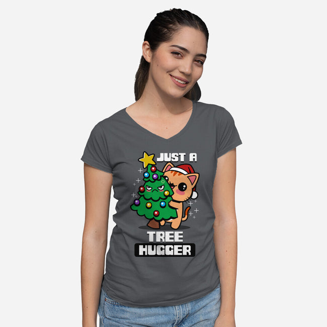 Just A Tree Hugger-Womens-V-Neck-Tee-Boggs Nicolas