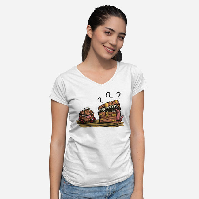 Two Mimics-Womens-V-Neck-Tee-nickzzarto