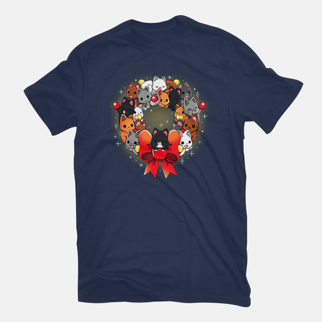 Kittens Christmas Wreath-Womens-Basic-Tee-Vallina84