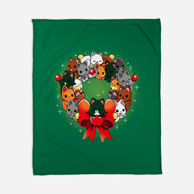 Kittens Christmas Wreath-None-Fleece-Blanket-Vallina84