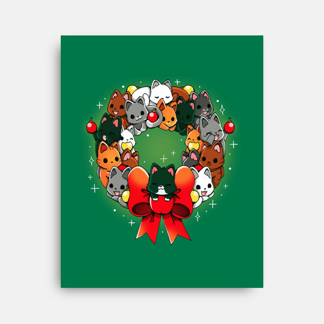 Kittens Christmas Wreath-None-Stretched-Canvas-Vallina84