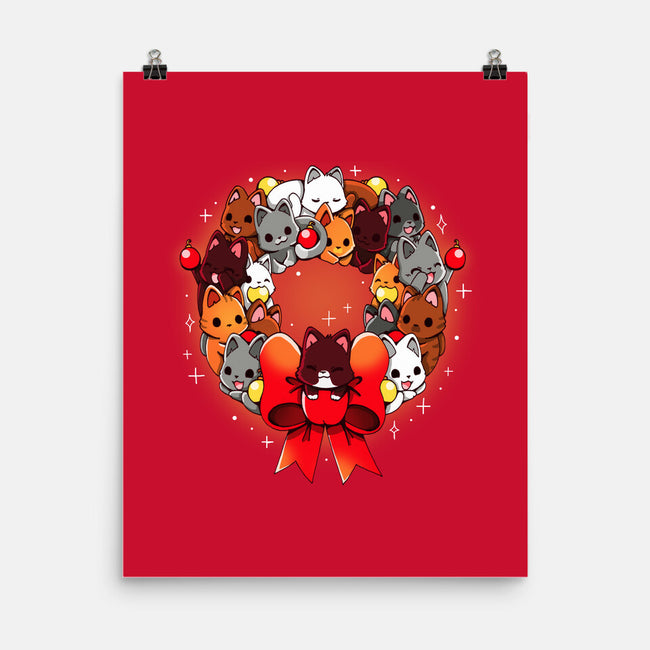 Kittens Christmas Wreath-None-Matte-Poster-Vallina84