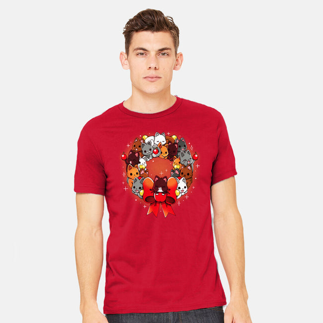 Kittens Christmas Wreath-Mens-Heavyweight-Tee-Vallina84