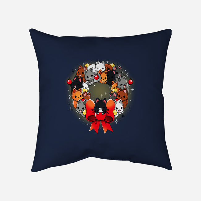 Kittens Christmas Wreath-None-Removable Cover w Insert-Throw Pillow-Vallina84