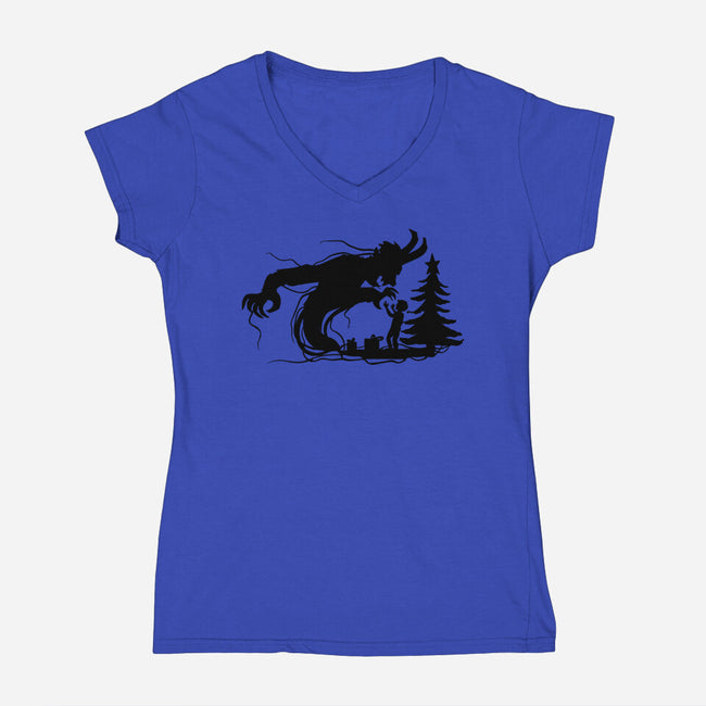 Merry Krampus Night-Womens-V-Neck-Tee-dalethesk8er