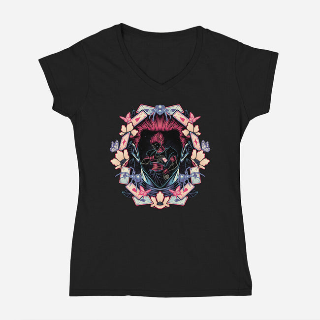 Enigmatic Magician-Womens-V-Neck-Tee-glitchygorilla